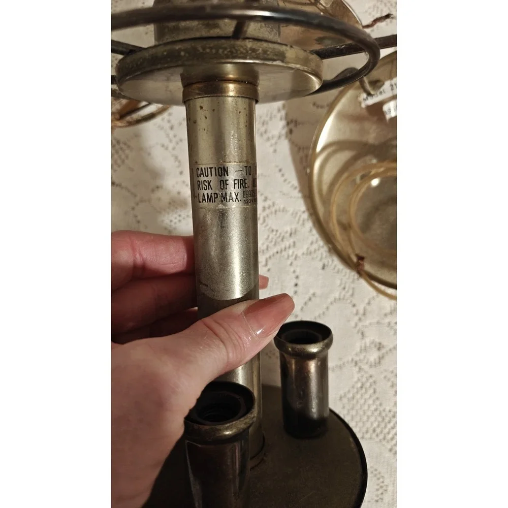 Pair Of Two Vintage Brass Pendant Lights Chandelier Look